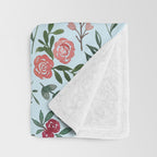 Bright Watercolor Flower - Blue Throw Blanket Gallery Image 3