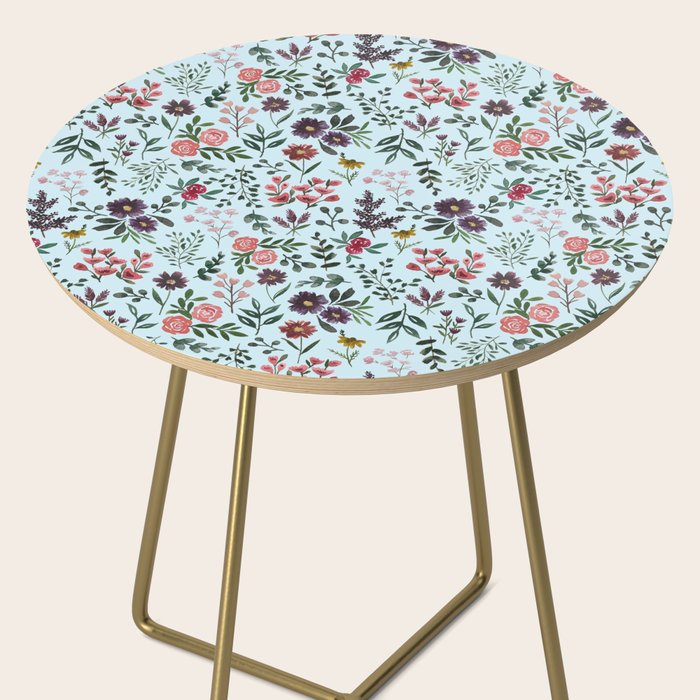 Bright Watercolor Flower - Blue Side Table Gallery Image 2