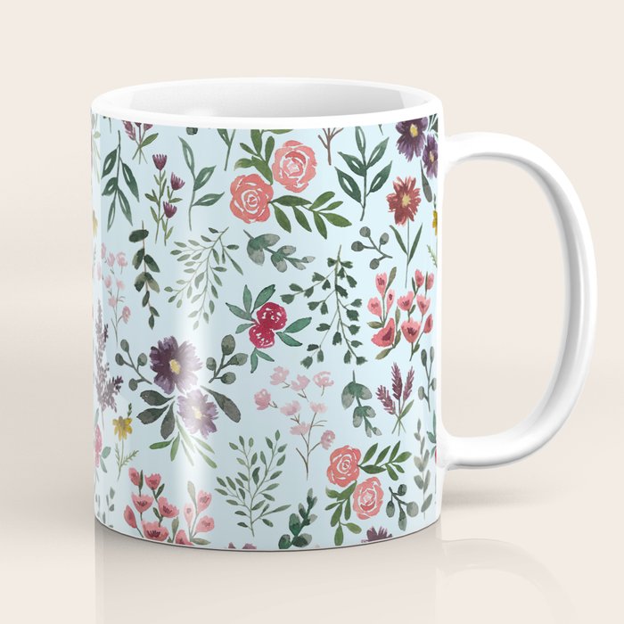 Bright Watercolor Flower - Blue Coffee Mug Gallery Image 1