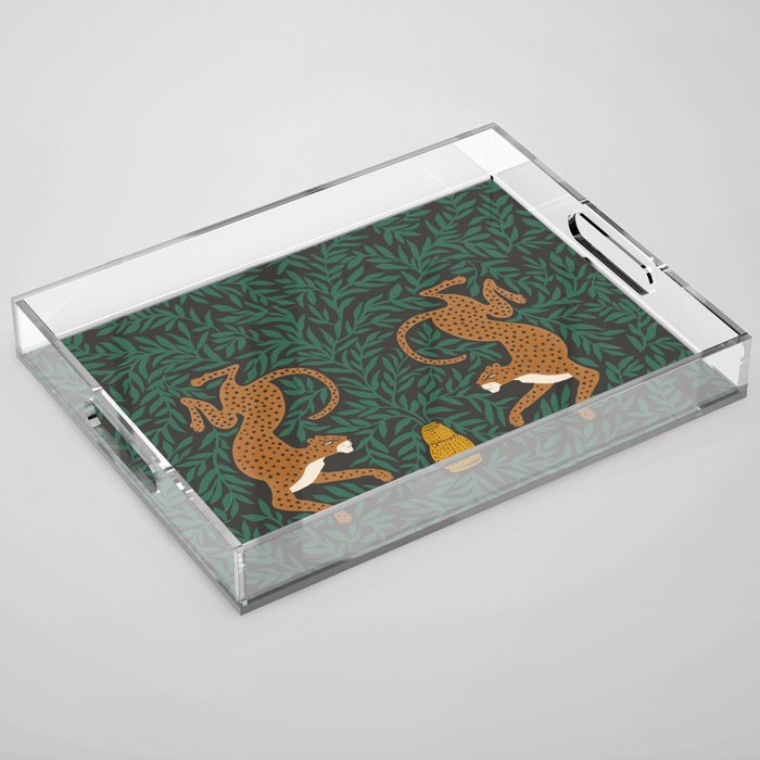 Leopard Vase - midnight Acrylic Tray Gallery Image 1