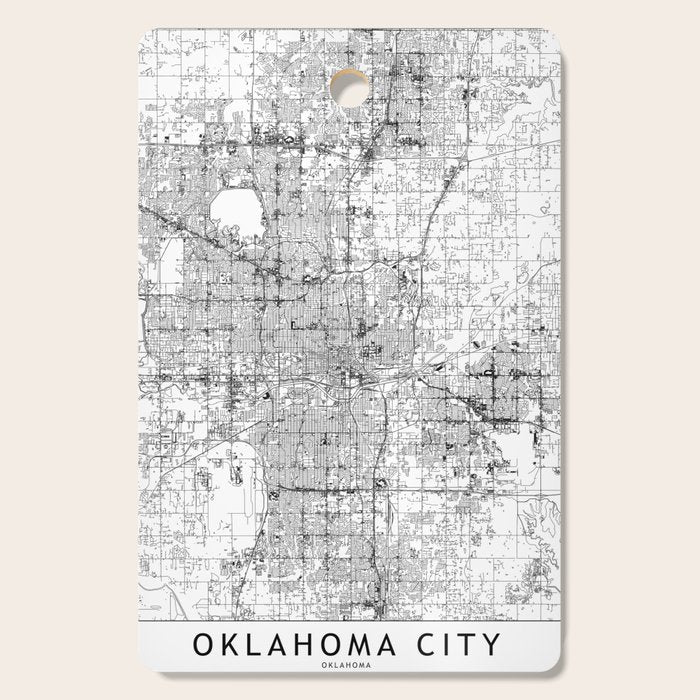 Oklahoma City White Map Cutting Board Gallery Image 1