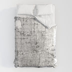 Oklahoma City White Map Duvet Cover Gallery Image 6