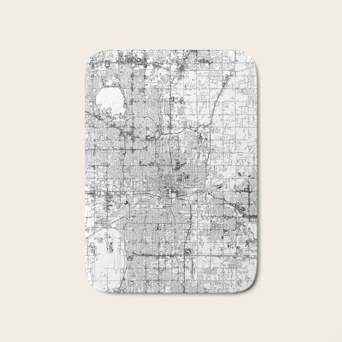 Oklahoma City White Map Bath Mat Gallery Image 1