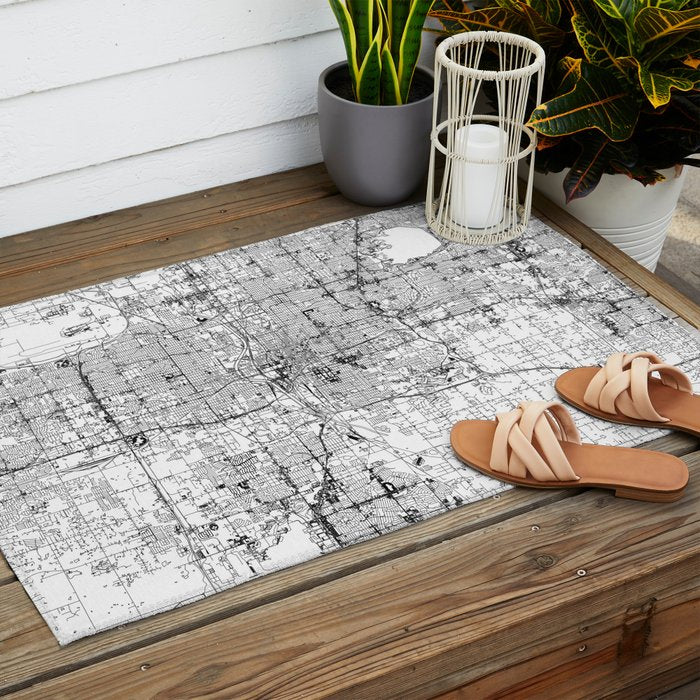 Oklahoma City White Map Outdoor Rug Gallery Image 2