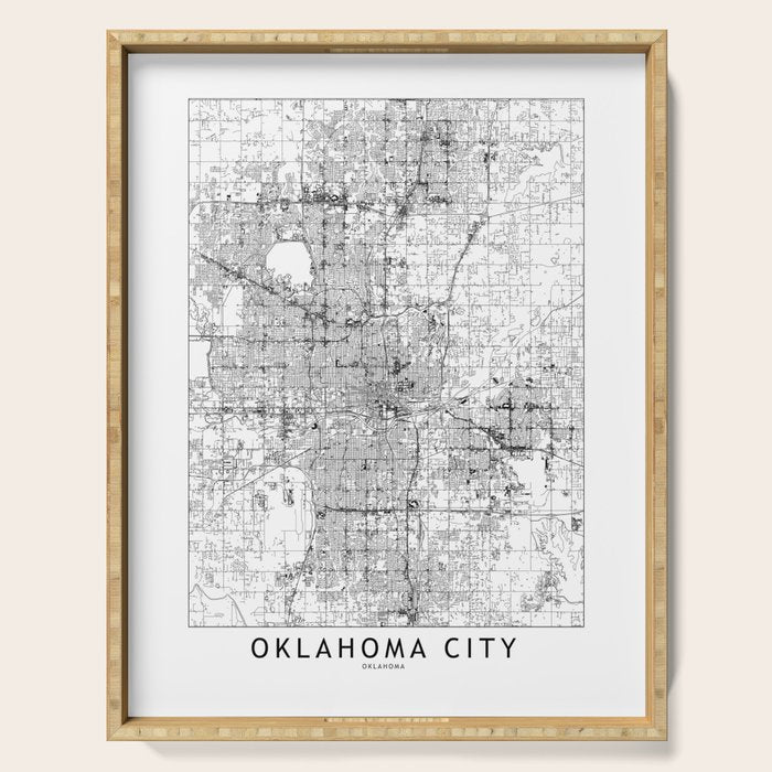 Oklahoma City White Map Serving Tray Gallery Image 1