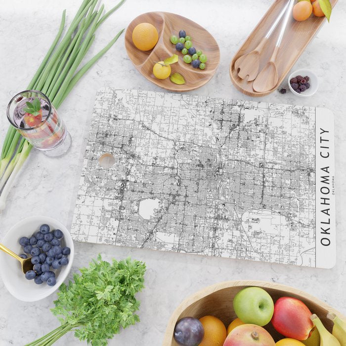 Oklahoma City White Map Cutting Board Gallery Image 2