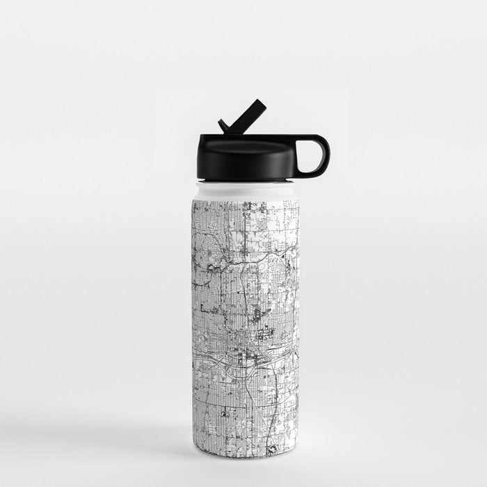 Oklahoma City White Map Water Bottle Gallery Image 1