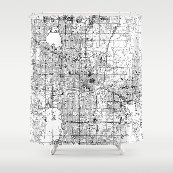 Oklahoma City White Map Shower Curtain Gallery Image 1