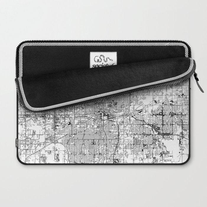 Oklahoma City White Map Laptop Sleeve Gallery Image 2