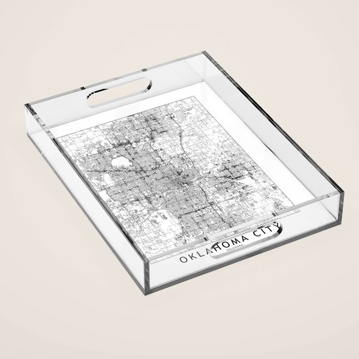 Oklahoma City White Map Acrylic Tray Gallery Image 1