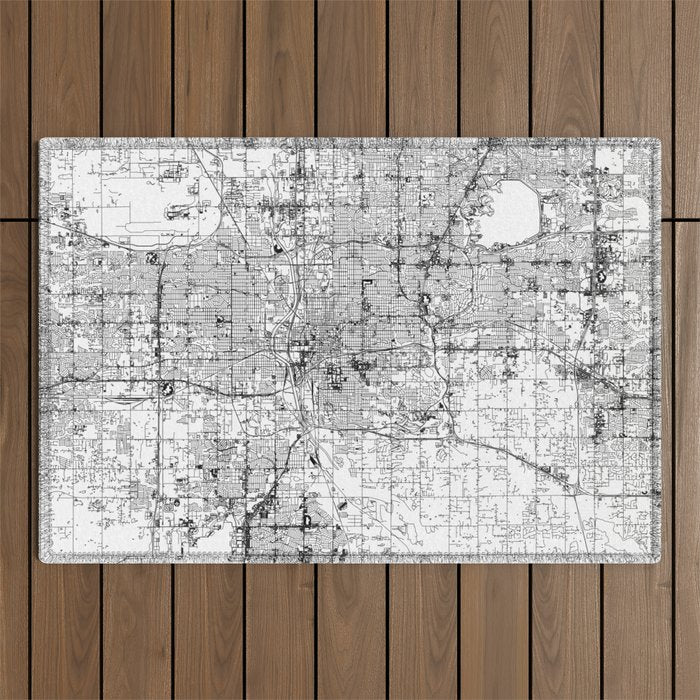 Oklahoma City White Map Outdoor Rug Gallery Image 1