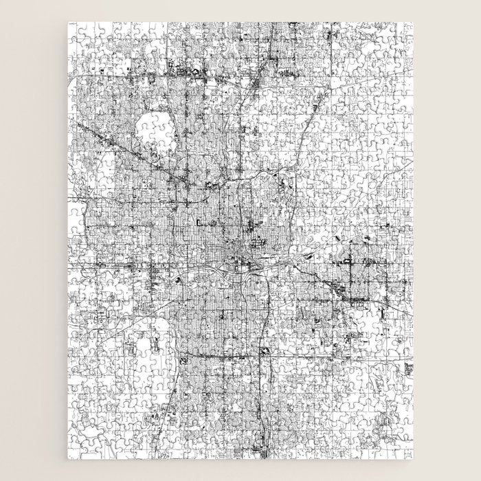 Oklahoma City White Map Jigsaw Puzzle Gallery Image 1