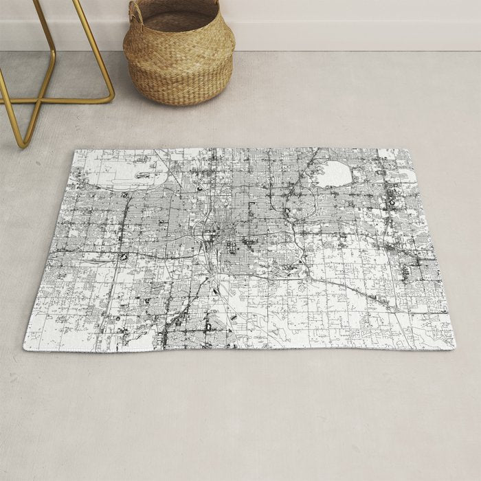 Oklahoma City White Map Rug Gallery Image 1