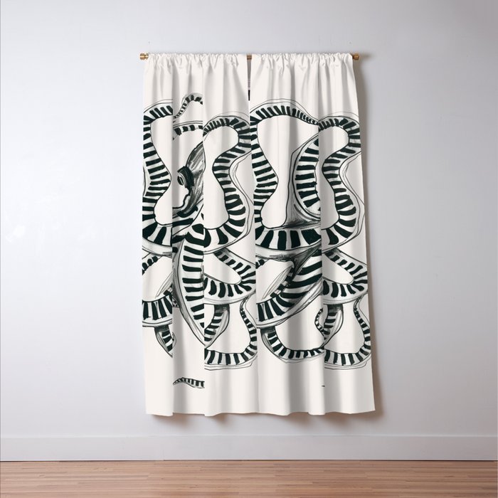 Striped Octopus Ink Drawing Window Curtain Gallery Image 3