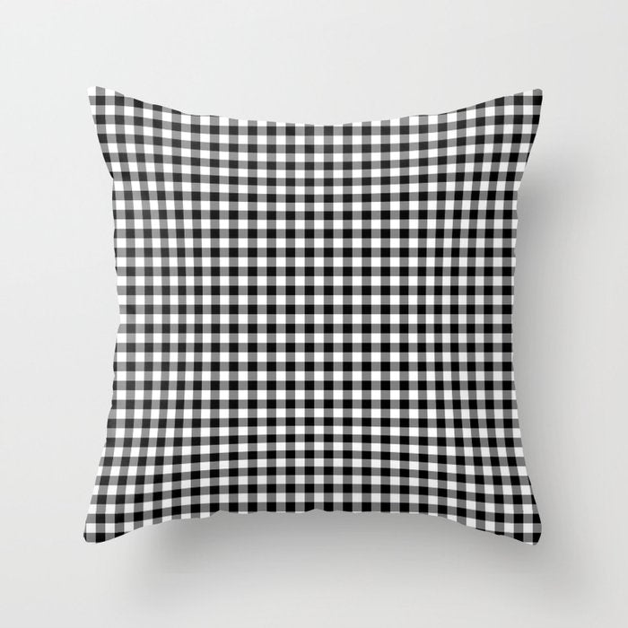 Black White Gingham Check Throw Pillow Gallery Image 6