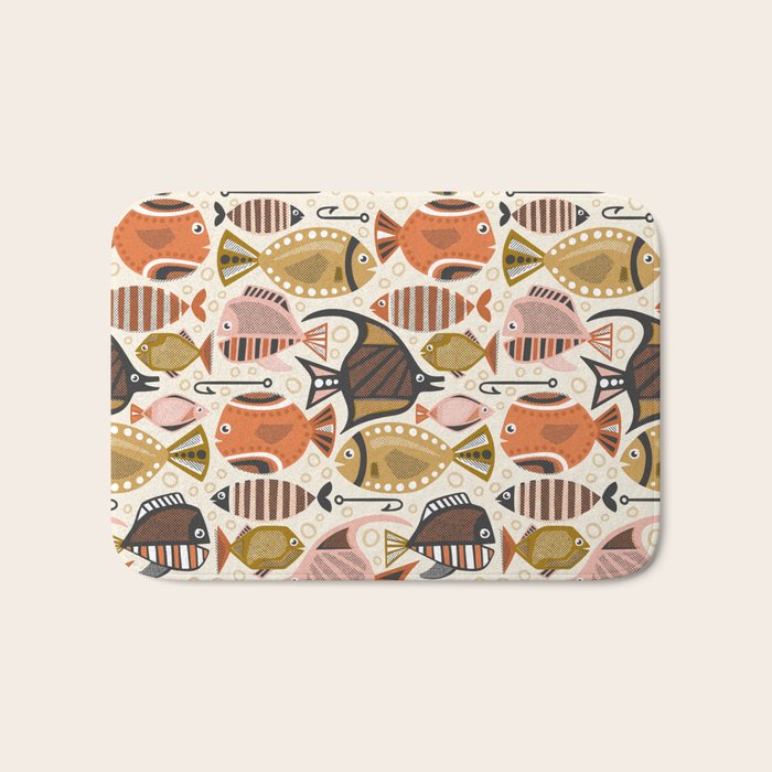 Mid Mod Deep Sea Fishing Ivory Bath Mat Gallery Image 1
