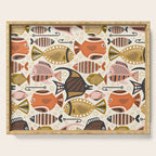 Mid Mod Deep Sea Fishing Ivory Serving Tray Gallery Image 1