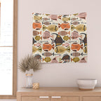 Mid Mod Deep Sea Fishing Ivory Wall Tapestry Gallery Image 2