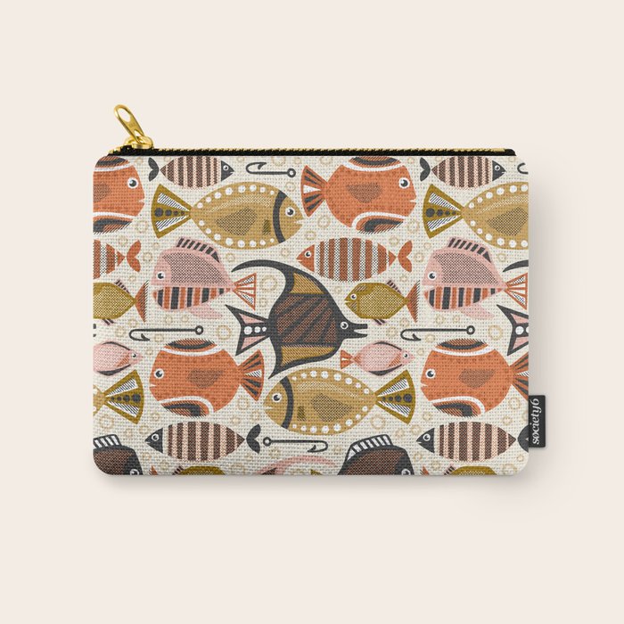 Mid Mod Deep Sea Fishing Ivory Carry All Pouch Gallery Image 1