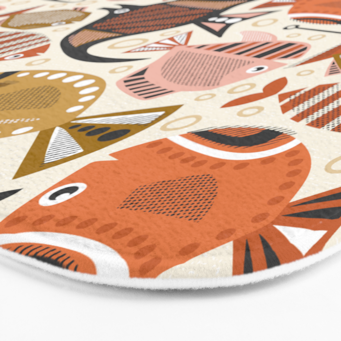 Mid Mod Deep Sea Fishing Ivory Bath Mat Gallery Image 3