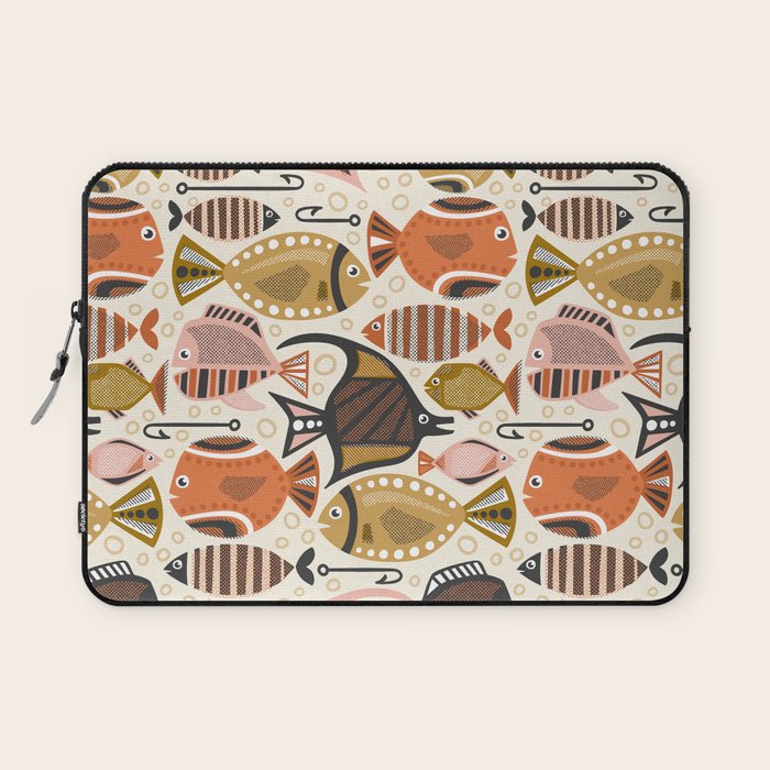 Mid Mod Deep Sea Fishing Ivory Laptop Sleeve Gallery Image 1