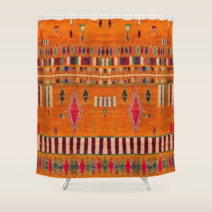 Orange Traditional Moroccan Design Shower Curtain Gallery Image 1