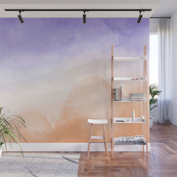 Tie dye lilac peach A Wall Mural Gallery Image 1