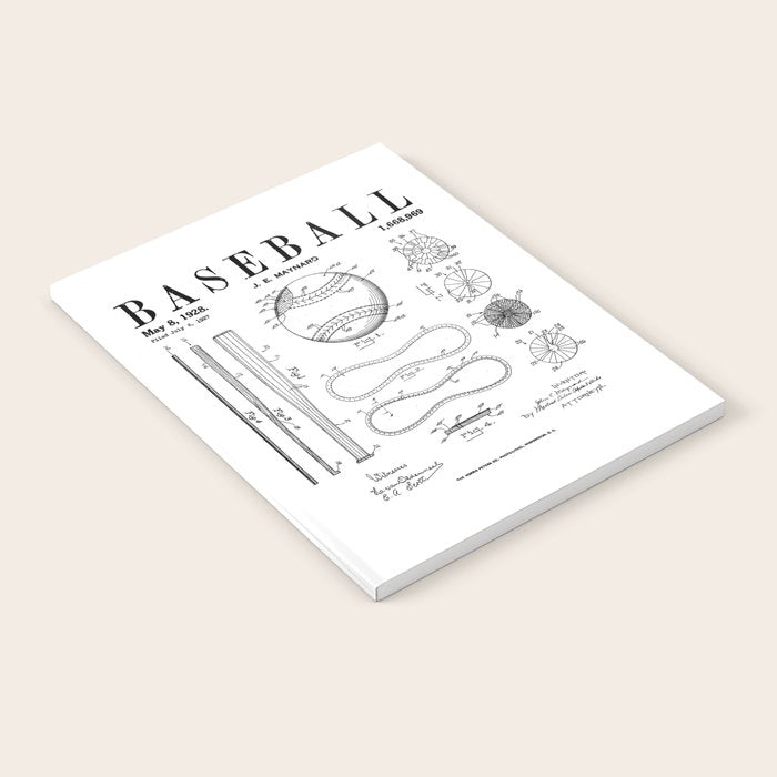 Baseball Bat And Ball Old Vintage Patent Drawing Print Notebook Gallery Image 2
