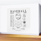 Baseball Bat And Ball Old Vintage Patent Drawing Print Wall Mural Gallery Image 2