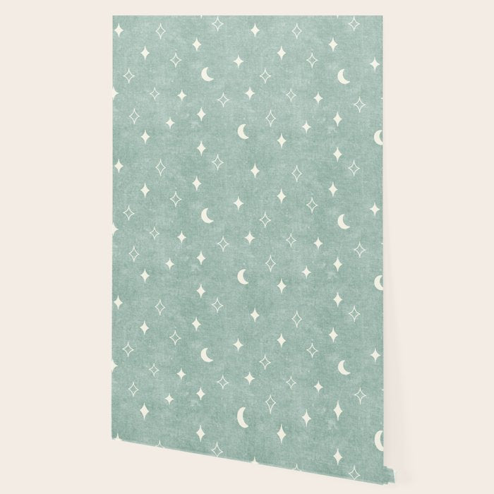moon and stars - surf blue Wallpaper Gallery Image 2