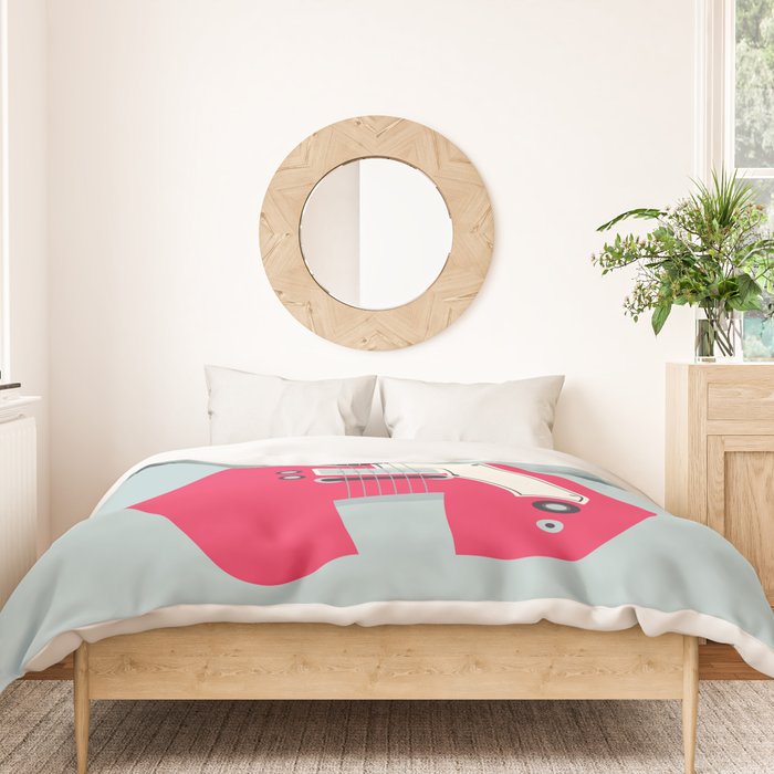 Retro 60s Surf Rock Electric Guitar - Slate Duvet Cover Gallery Image 3