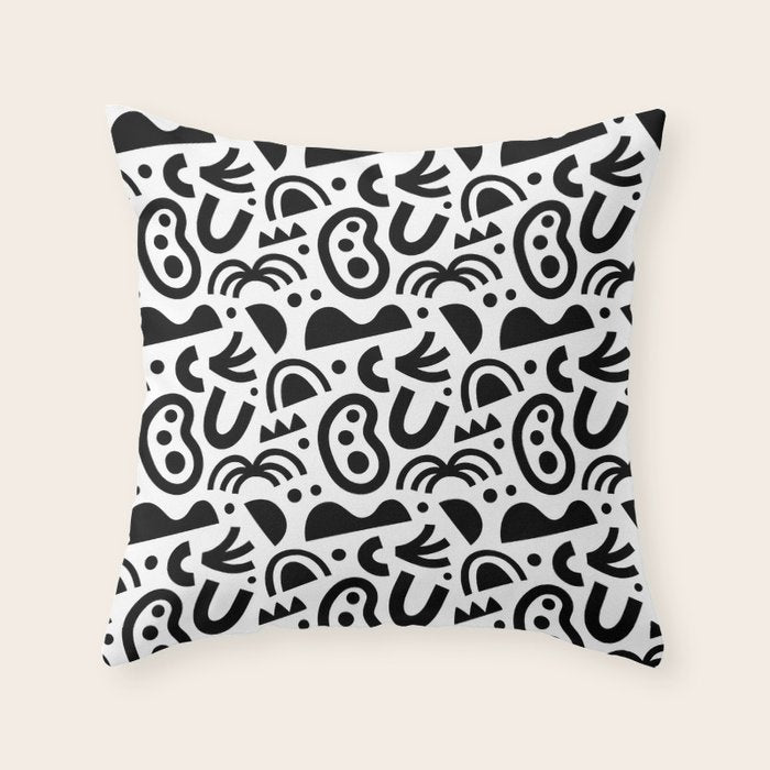 Black abstract organic shape art pattern Throw Pillow Gallery Image 6