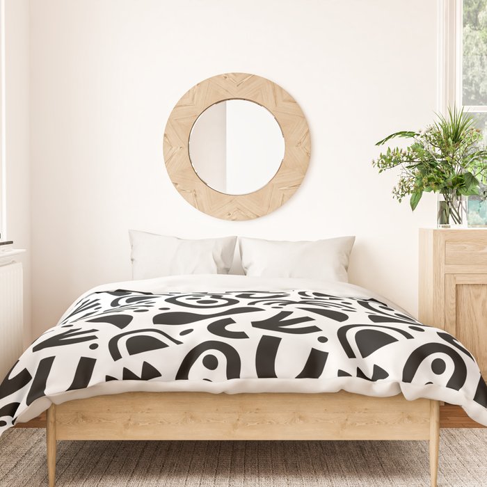Black abstract organic shape art pattern Duvet Cover Gallery Image 3