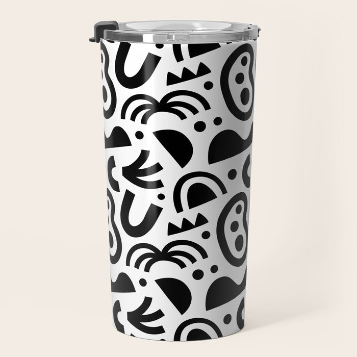 Black abstract organic shape art pattern Travel Mug Gallery Image 3