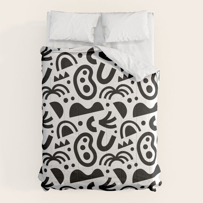 Black abstract organic shape art pattern Comforter Gallery Image 6