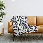Black abstract organic shape art pattern Throw Blanket Gallery Image 1