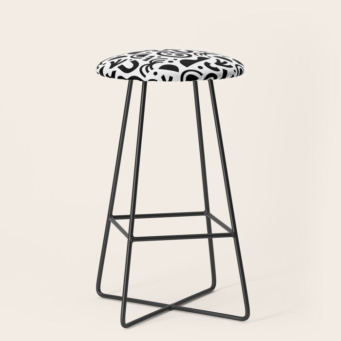 Black abstract organic shape art pattern Stool Gallery Image 1