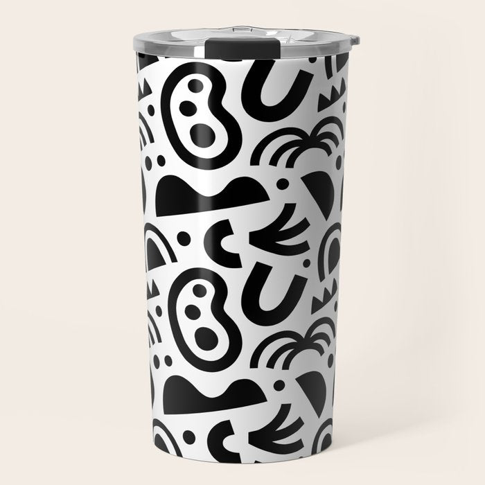 Black abstract organic shape art pattern Travel Mug Gallery Image 1