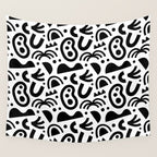 Black abstract organic shape art pattern Wall Tapestry Gallery Image 4