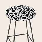 Black abstract organic shape art pattern Stool Gallery Image 2