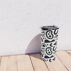Black abstract organic shape art pattern Travel Mug Gallery Image 4