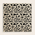 Black abstract organic shape art pattern Wood Wall Art Gallery Image 1