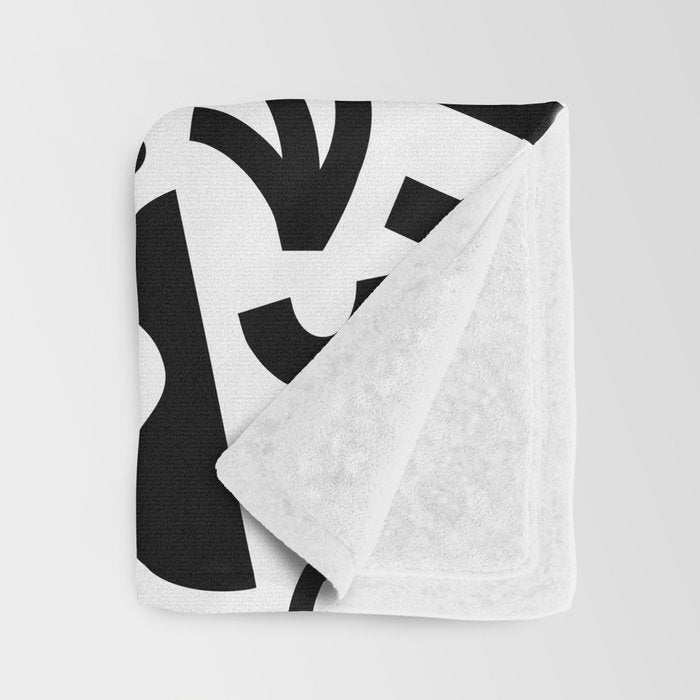 Black abstract organic shape art pattern Throw Blanket Gallery Image 3