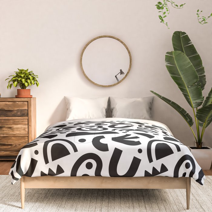 Black abstract organic shape art pattern Comforter Gallery Image 3
