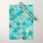Moroccan Mermaid Fish Scale Pattern, Aqua,Teal Wrapping Paper Gallery Image 1