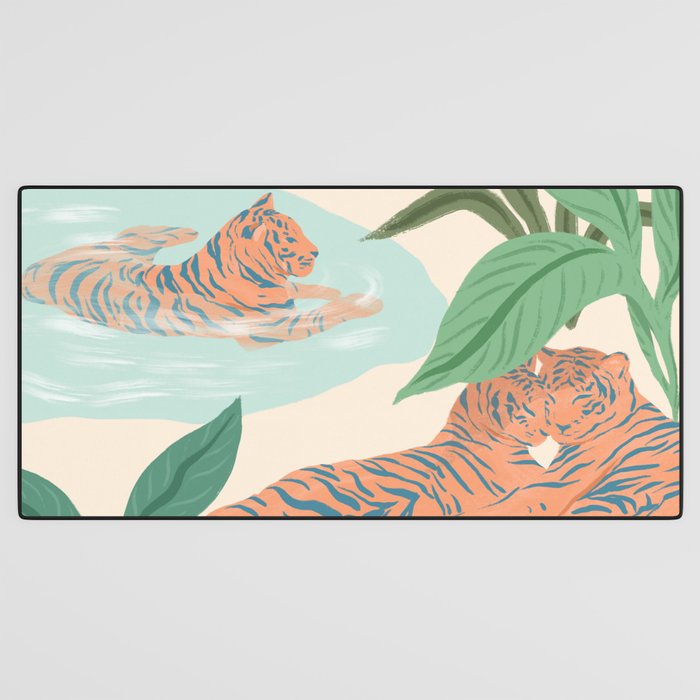 Chilling Tigers Desk Mat Gallery Image 3