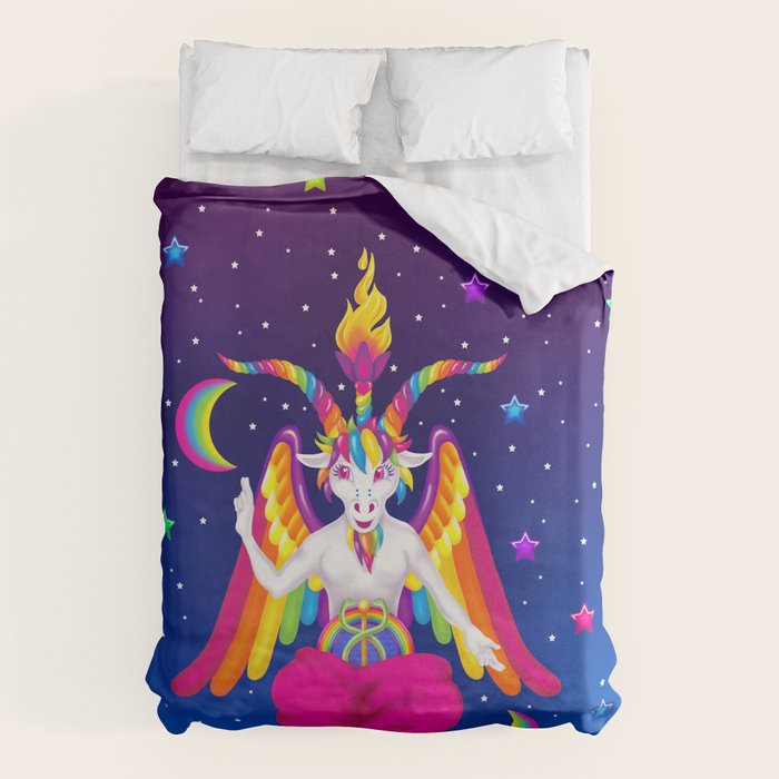1997 Neon Rainbow Baphomet Duvet Cover Gallery Image 1