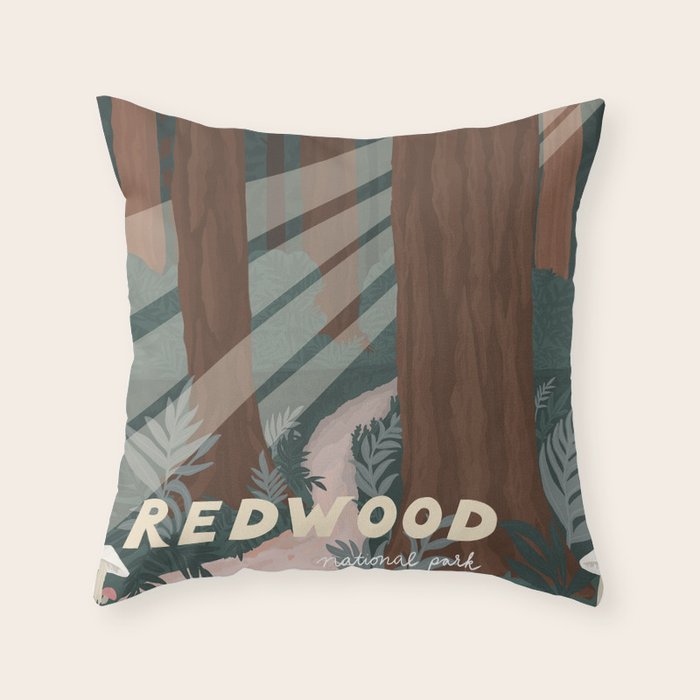 Redwood National Park Throw Pillow Gallery Image 1