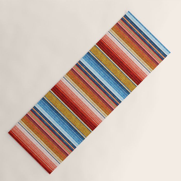 serape southwest stripe - red, blue, gold Yoga Mat Gallery Image 1