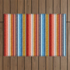 serape southwest stripe - red, blue, gold Outdoor Rug Gallery Image 1